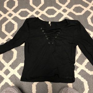 Emma + Sam LF lace up Crop Top